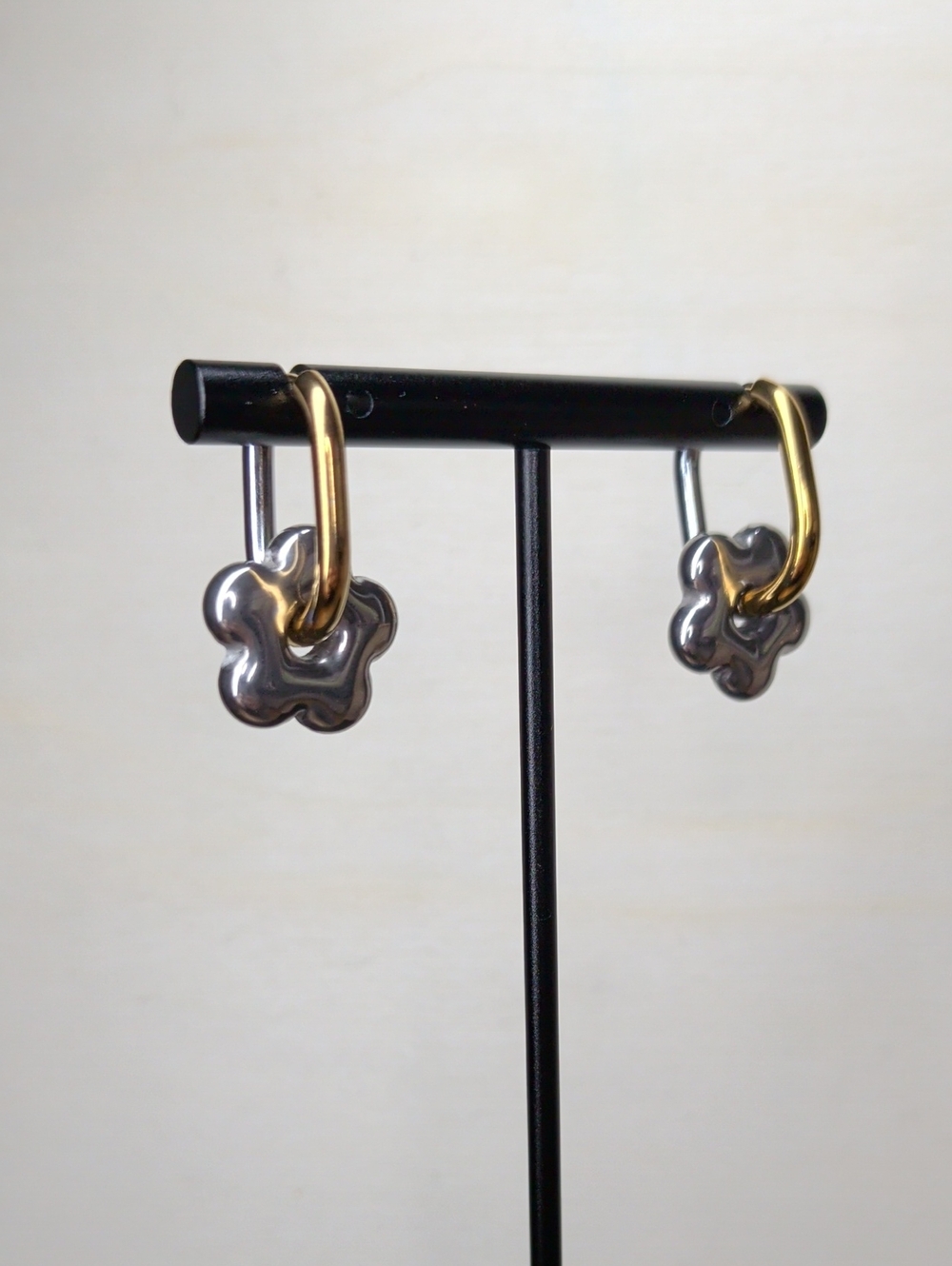 Two-Tone Flower Hoop GP Earrings